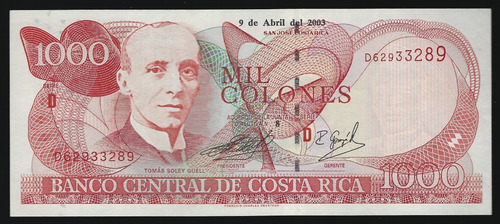 Costa Rica, 1000 Colones, 2003. P#264. Sin Circular