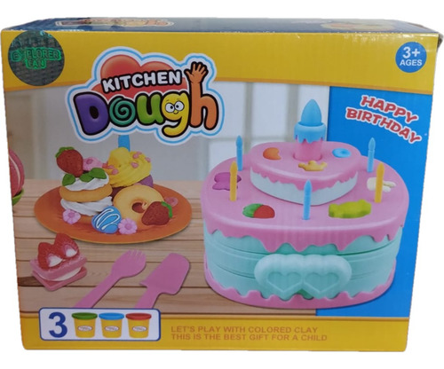 Juego De Masas Cocina Con Moldes Y Tres Potes De Masa Color Variado