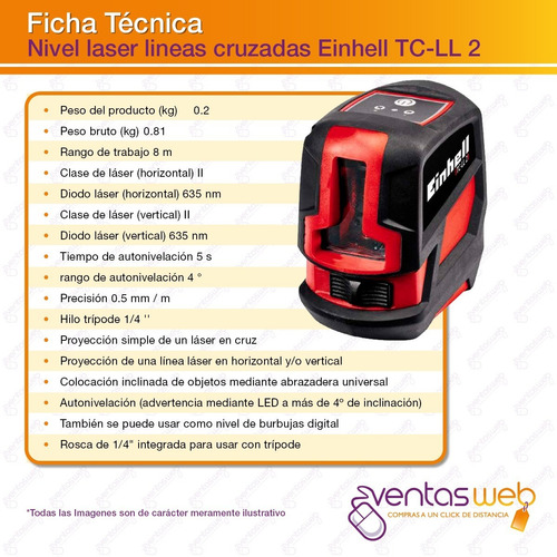 Imagen 5 de 7 de Nivel Laser Autonivelante Líneas Cruzadas 8m Tc-ll2 Einhell