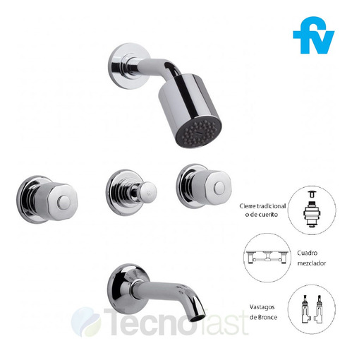 Combo Baño Grifería Fv Arizona Kit Ducha Lavatorio Bidet