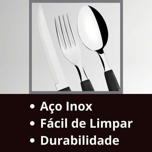 Faqueiro Inox Jogo De Talheres 12 Peças Completo Aço Inox Cor Preto