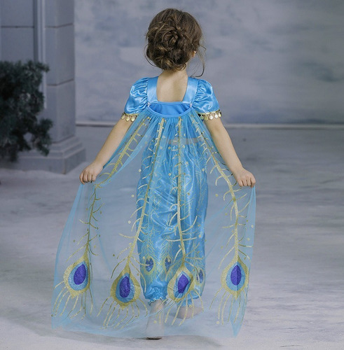 Imagem 4 de 5 de Fantasia Princesa Jasmine Aladim Coroa Brinco Colar Carnaval