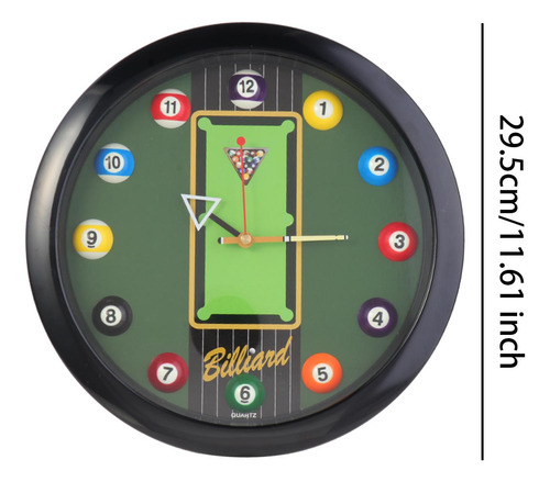 Reloj De Pared Con Bola De Billar, Reloj Silencioso Negro
