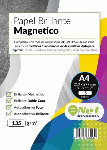 Papel Brillante Magnético 135g A4
