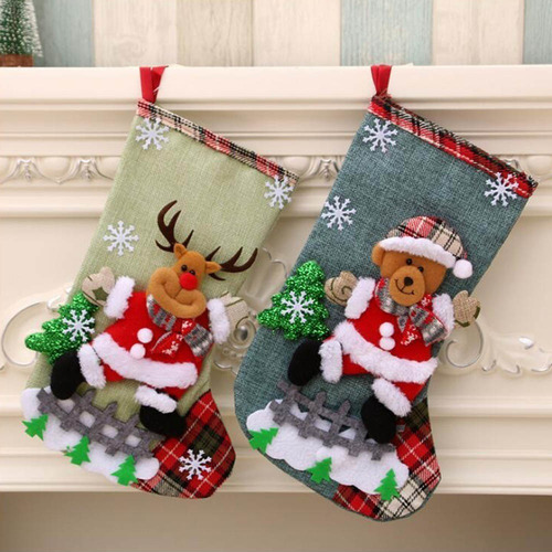 Mc 8 Piezas Medias Navideñas Santa Claus 31 Cm Botas Bolsill