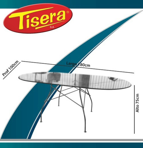 Imagen 3 de 4 de Mesa Oval Vidrio Patas Cromo Comedor Hogar Tisera Mdv-11