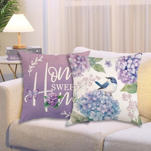Fundas Cojines Almohada Decorativos Lino Algodón 4pcs 45cm Lavanda