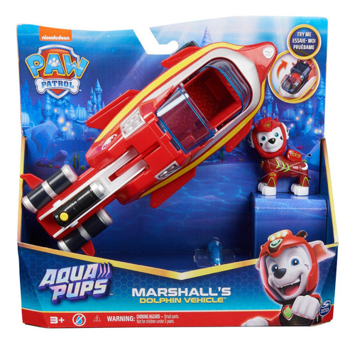 Paw Patrol Aqua Pups Vehiculo Marshall Dolphin Vehicle