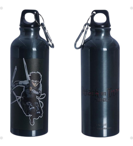 Garrafa Attack On Titan Squeezee Alumínio Licenciada 500ml Cor Preto