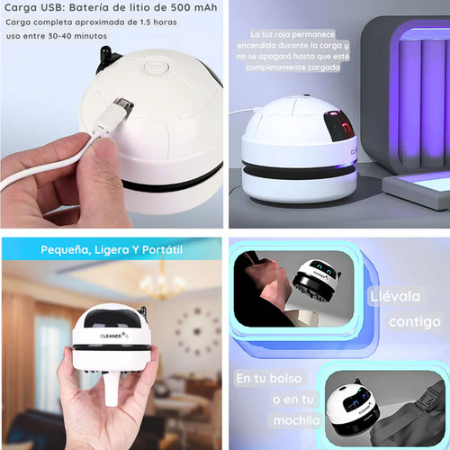 Mini Aspiradora De Escritorio Mesa Inalambrica Kimhi Recargable Usb Portatil Con Cepillo De Limpieza Para El Hogar Oficina Escuela Color Blanco