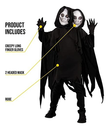 Morph Grim Reaper Costume Kids 2-headed Ghoul Outfit Scary G