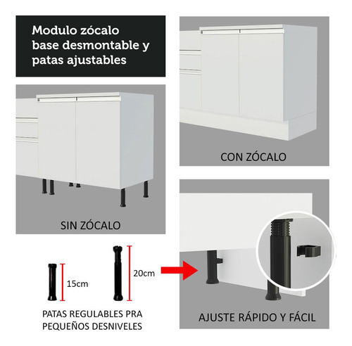 Gabinete Bajo Cocina Madesa Glamy 120cm Con Encimera Color Blanco