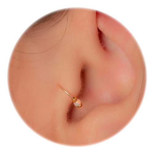 Pequeño Pendiente De Oro Lleno De 24 Gauges Tragus 24g...