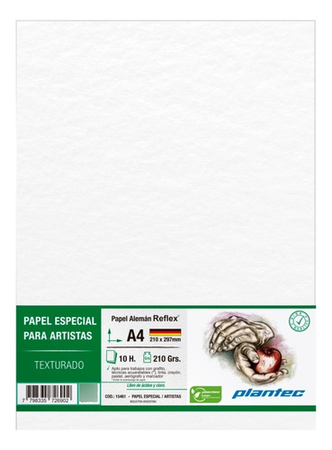 Papel Texturado Para Artistas A4 Plantec 210 G. X 10 15461