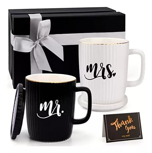 Juego de tazas Mr and Mrs – Regalos de boda para pareja, regalo de  compromiso para despedida de soltera | Regalo único de aniversario para  parejas