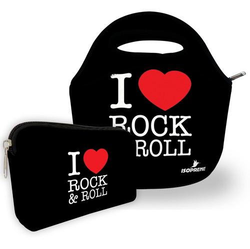 Kit Bolsa Com 1 Necessaire Isoprene I Love Rock & Roll