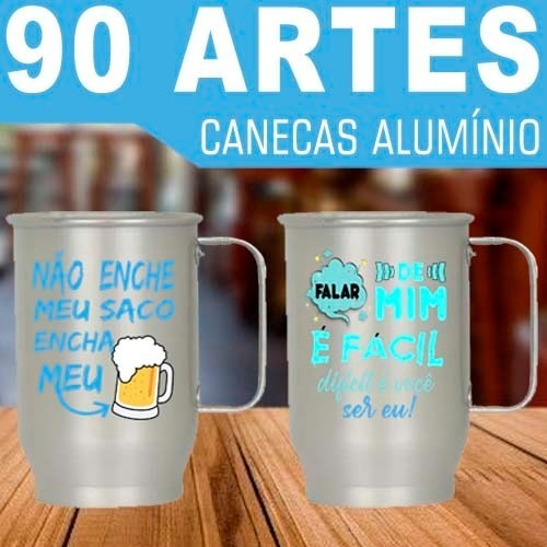 Estampas Copos Taças Chopp 90 Artes Corel Canecas Alumínio