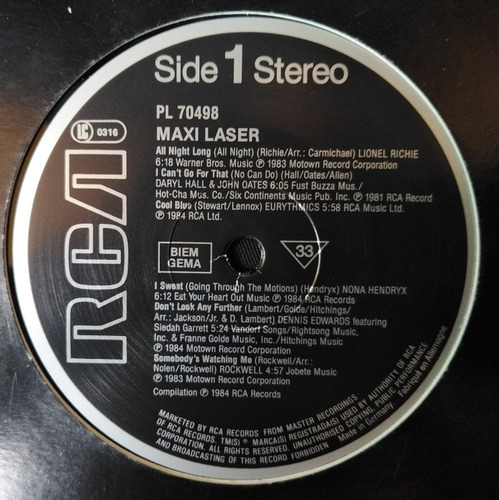Maxi Laser- Michael Jackson, Eurythmics, Rick James, Darly H (Usado)