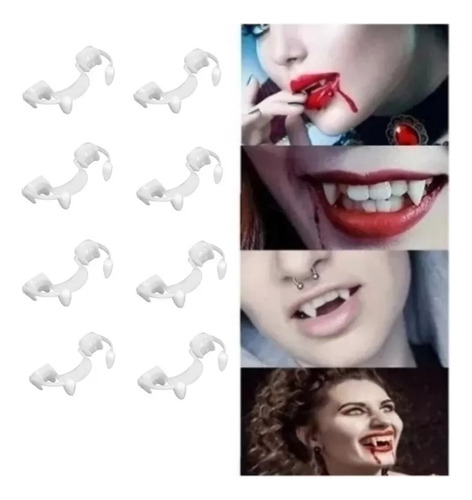 8 Peças De Dentes De Vampiro, Presas Retráteis,