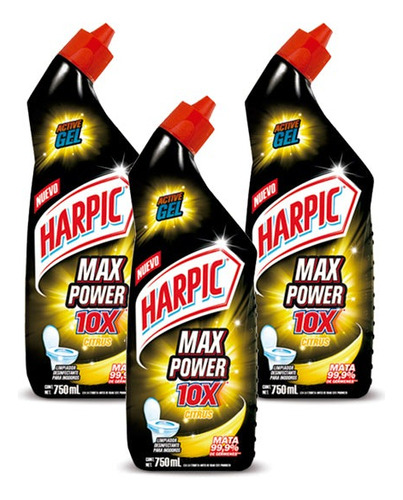 Harpic Limpiador Desinf. Max Power Wc Citrus 3 X 750 Cc