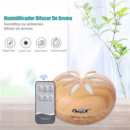 Imagen 2 de 6 de Humidificador Difusor Ultrasonico Aromaterapia Luz Led 550ml