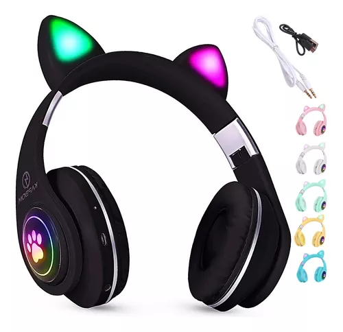 Fone Ouvido Headphone Bluetooth Sem Fio Estéreo Orelha Gato Led Infantil P2  Exbom HF-C240BT - BEST SALE SHOP