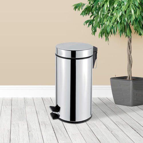 Bote De Basura Con Pedal H&s Accents 12l Color Plateado