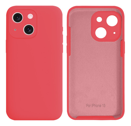 Capa Para iPhone 15 Silicone Com Proteção De Câmera Cor Rosa Neon