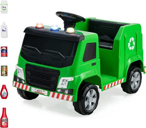 Camion De Limpieza De 12v Con Control Color Verde Costzon