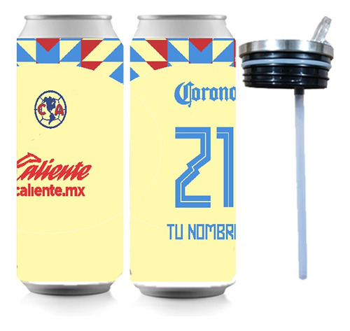 Thermo Popote Del America 23 Personalizado Con Tu Nombre