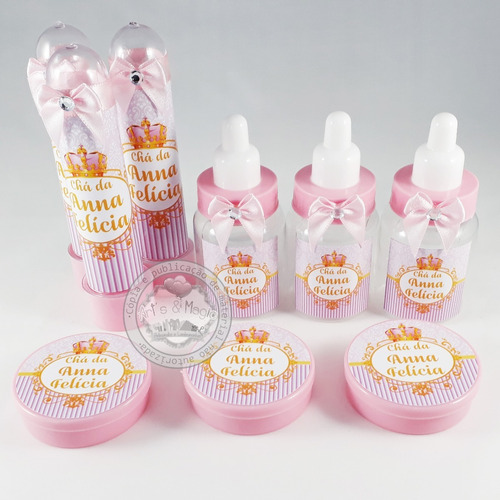 Imagem 1 de 3 de Kit Personalizado Chá De Bebê Menina Coroa Rosa