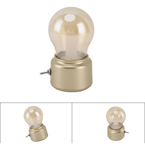 Mesa De Noche Vintage Con Bombilla Led, Escritorio Pequeño