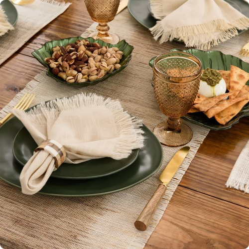 Caminho De Mesa Sunset Natural Com Desenho Rami De 160cm X 40cm Copa E Cia Copa&cia X Unidade