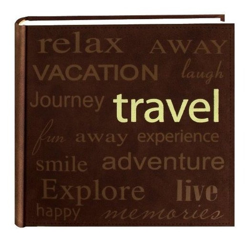 Pioneer Travel Text Design Sewn Faux Suede Cover Photo Album