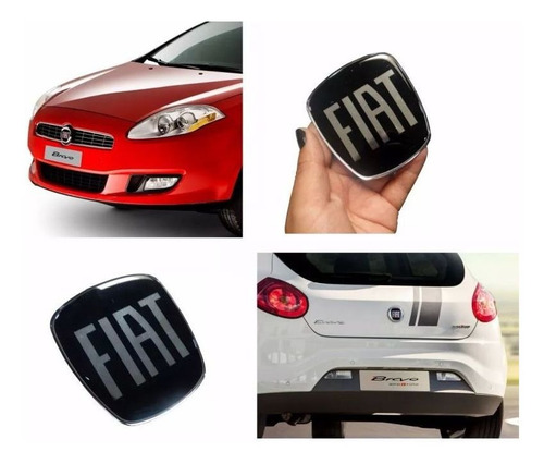 Imagem 2 de 8 de Kit Emblemas Adesivos Fiat Bravo Black Piano Resinado