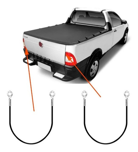 Par Cabo Aço Tampa Traseira Caçamba Pick-up Fiat Strada 2007