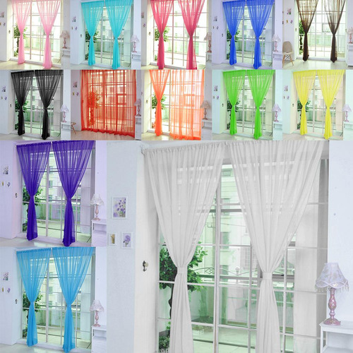 4 Piezas 2 Colores H: Cortina De Ventana De 106 Para Un