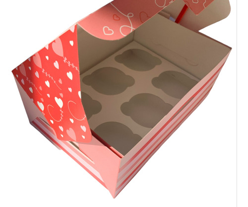 Caja Porta 6 Cupcakes/muffins-love You-pack X 100. Fullfesta