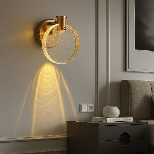 Kit 2 Luminária Arandela Cristal Led Redonda Dourada Bivolt