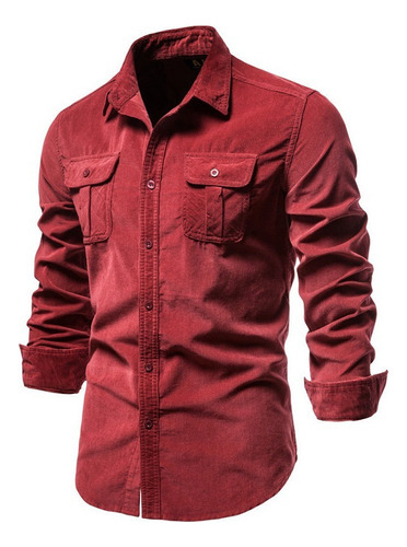 Camisa De Algodón De Pana For Hombre Camisa Casual Delgada