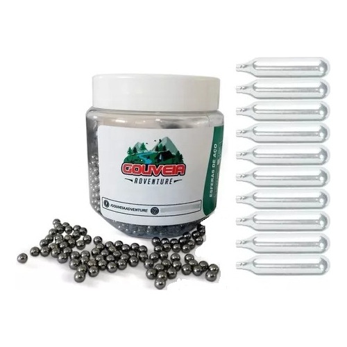 Kit Bbs Airsoft 1000 Esfera 6mm + 10 Cilindro Gas Co2 12g