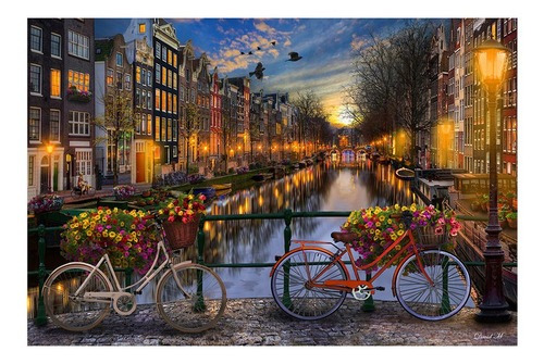 Rompecabezas Gold Edition 1000 Piezas, Amsterdam De Noche Wuundentoy