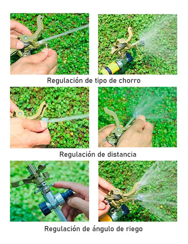 Imagen 7 de 10 de Aspersor Riego Impulso Metal Bronce 1/2 H2622 Aquaflex