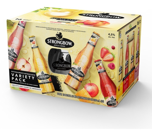 Imagen 1 de 9 de Sidra Strongbow Variety Pack 16 Botellas De 330 Ml