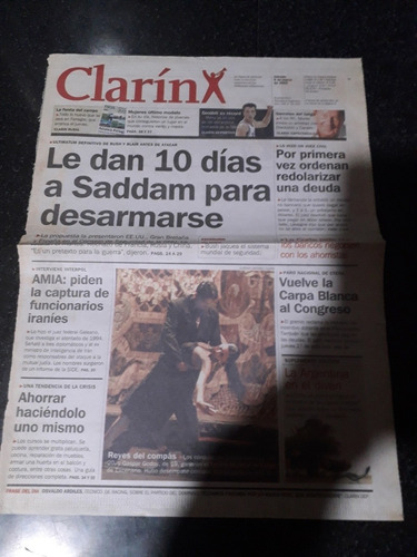 Tapa Diario Clarín 08 3 2003 Tango Galeassi Saddam Irak 