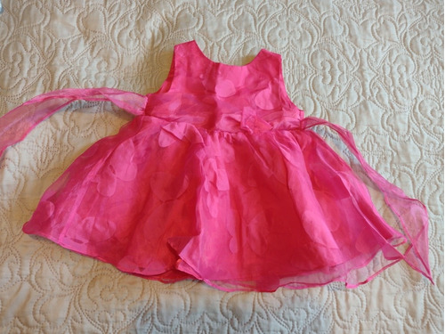 Vestido Rosa Fuscia Para Bebé. Rare Editions. Talla 6-9 Mes
