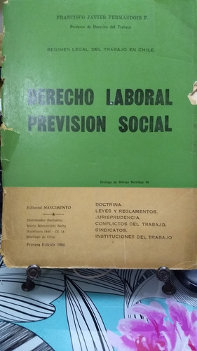 Derecho Laboral Prevision Social Tomo Ii // Fermandois 