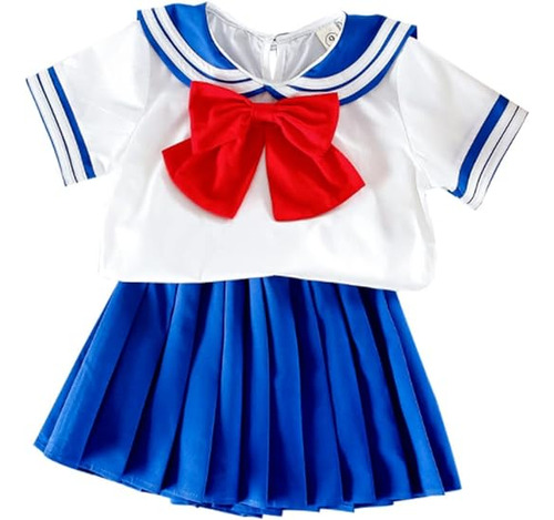 Uniforme Japones Para Niñas Uniforme Azul Marino Falda Plisa