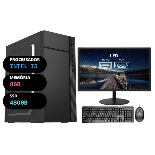 Computador Completo Intel Core I5 8gb Ram Ssd 480gb Monitor