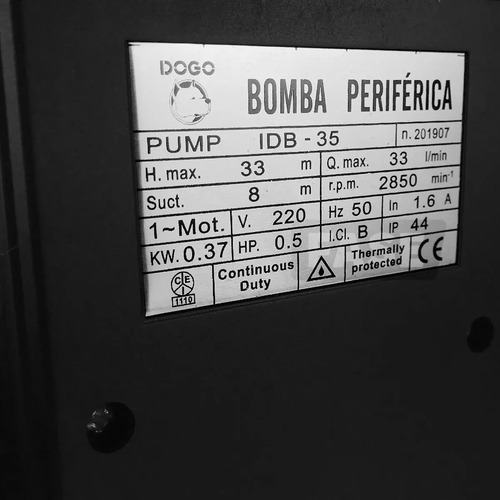 Imagen 4 de 6 de Bomba Periferica Eleva Dogo 1/2hp Idb-35 Gtia Oficial Cuotas